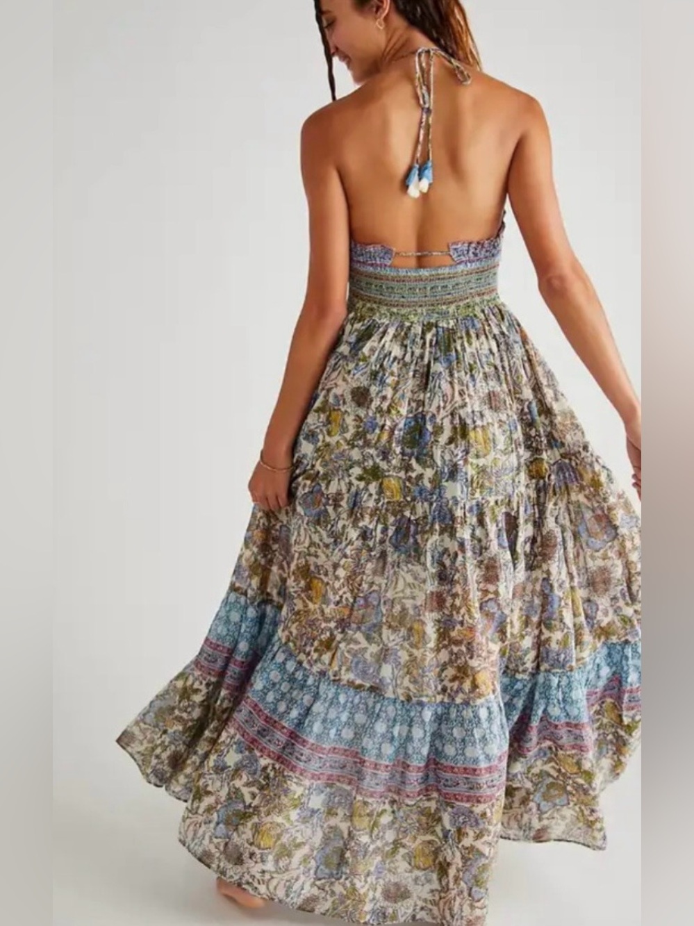 Free People Real Love Halter Midi Dress In Daylight Combo - Picture 2 of 11